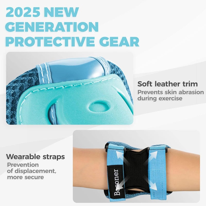 Bosoner Kids/Youth Knee Pad Elbow Pads Guards Protective Gear Set for Roller Skates Cycling BMX Bike Skateboard Inline Skatings Scooter Riding Sports - Image 4